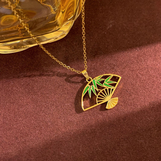 Gold Bamboo Leaf Necklace