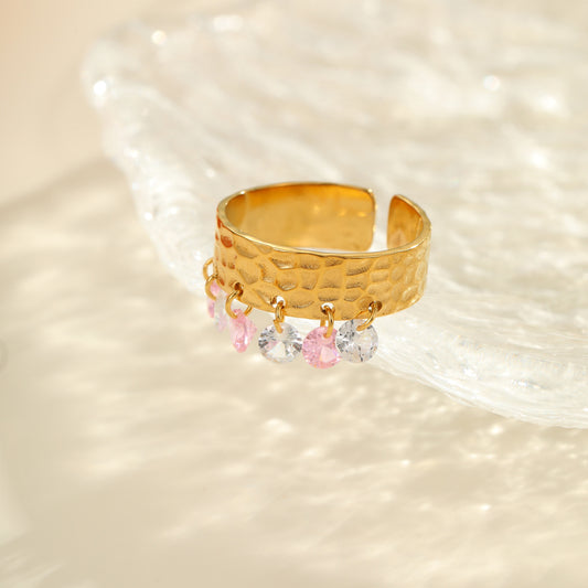 Gold Crystal Charm Ring