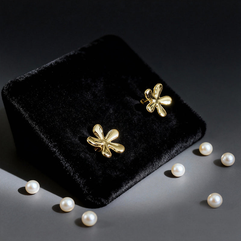 Gold Flower Earrings