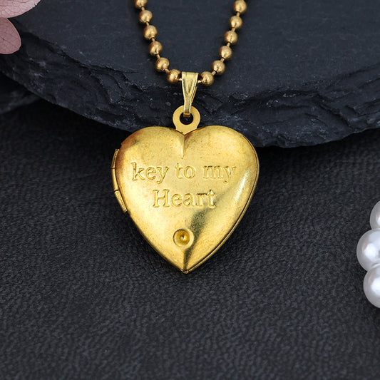 Gold Heart Locket Necklace