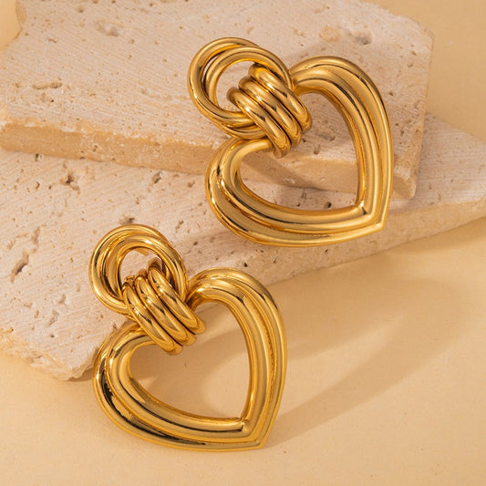 Gold Knotted Heart Earrings