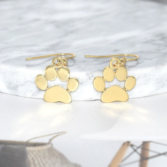 Gold Paw Print Earrings