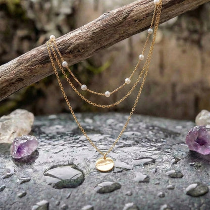 Gold Plated Necklace With Pearls In Gold