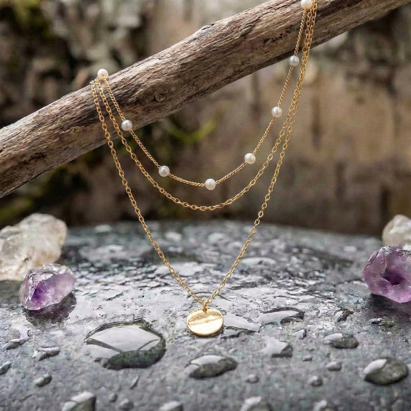 Gold Plated Necklace With Pearls In Gold