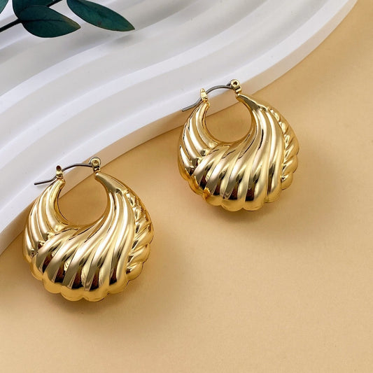 Gold Textured Hoop Earrings