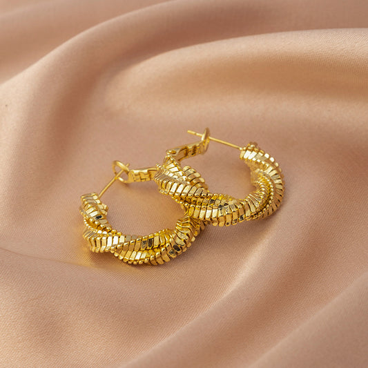 Gold Textured Hoop Earrings