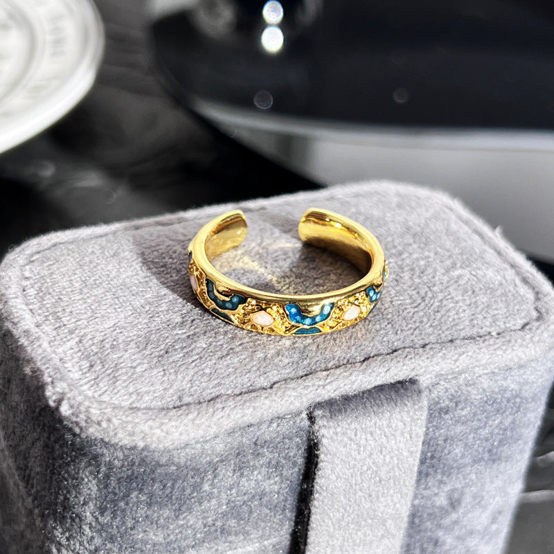 Gold Turquoise Cuff Ring