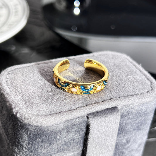 Gold Turquoise Cuff Ring