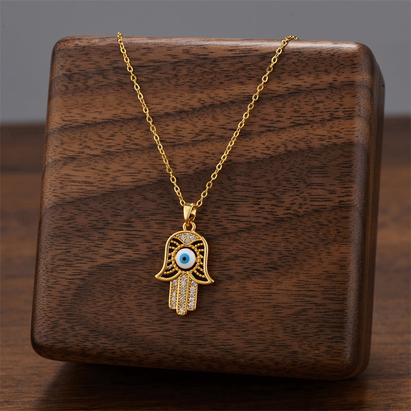 Hamsa Evil Eye Necklace