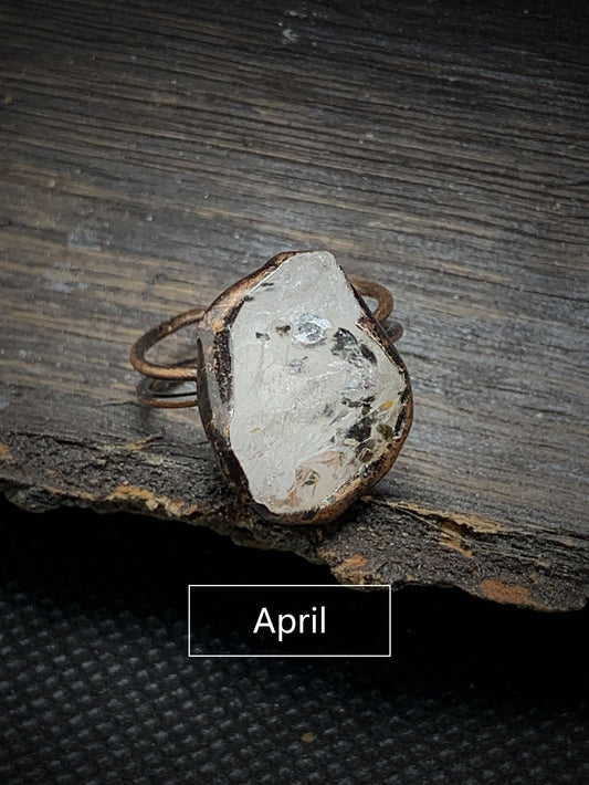 Handmade Raw Crystal Copper Ring