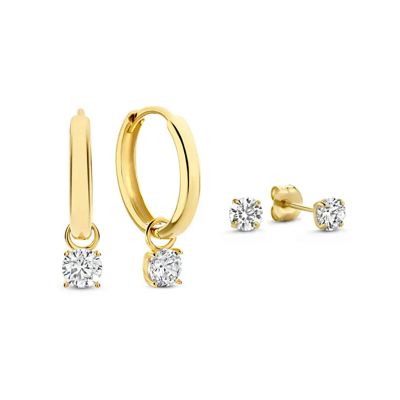 Larmes De Lune Stone Earrings Set | White Gold