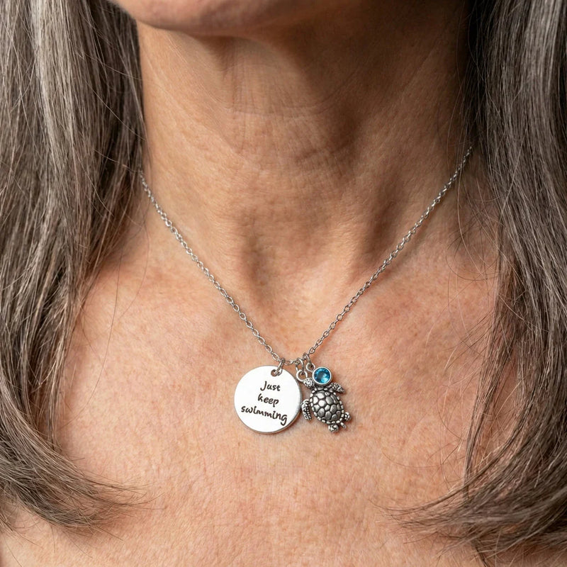 Keep Swimming Turtle Necklace In Silver Sustainable Ocean Inspired Jewelry