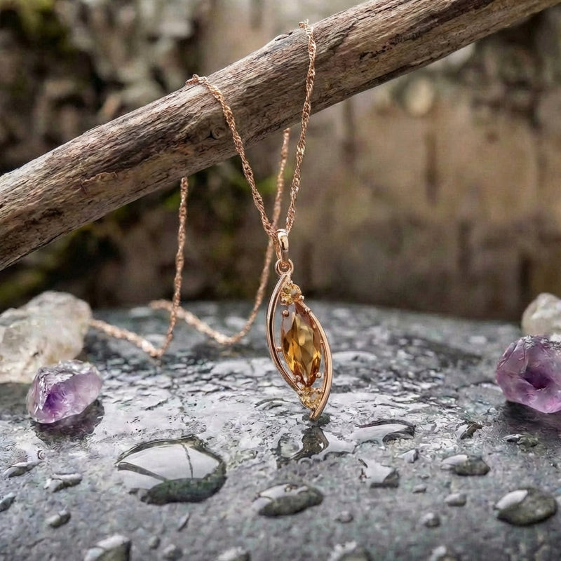 Light Brown Crystal Pendant Necklace