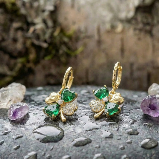 Luxury Clover Shiny Zircon Drop Earrings