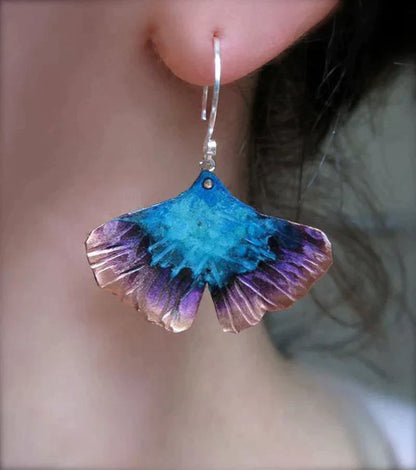 Blue Butterfly Boho Earrings In Sterling Silver