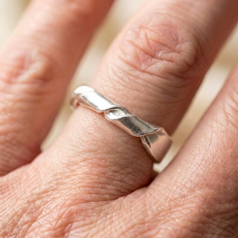 Minimalist Silver Geometric Ring