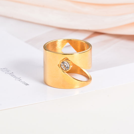 Modern Gold Crystal Ring