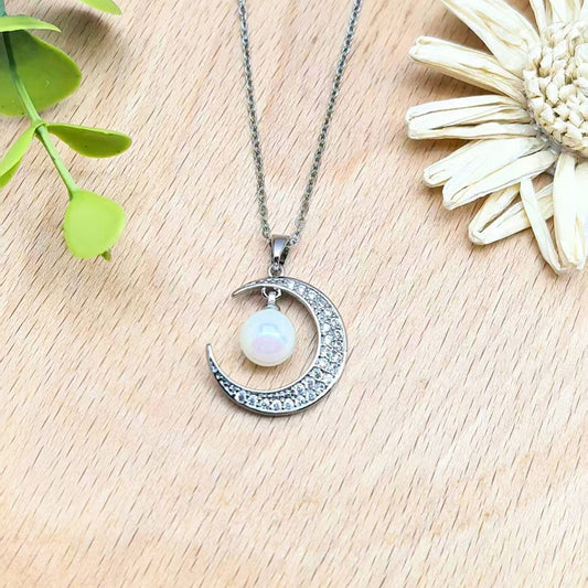 Moonstone Crescent Necklace