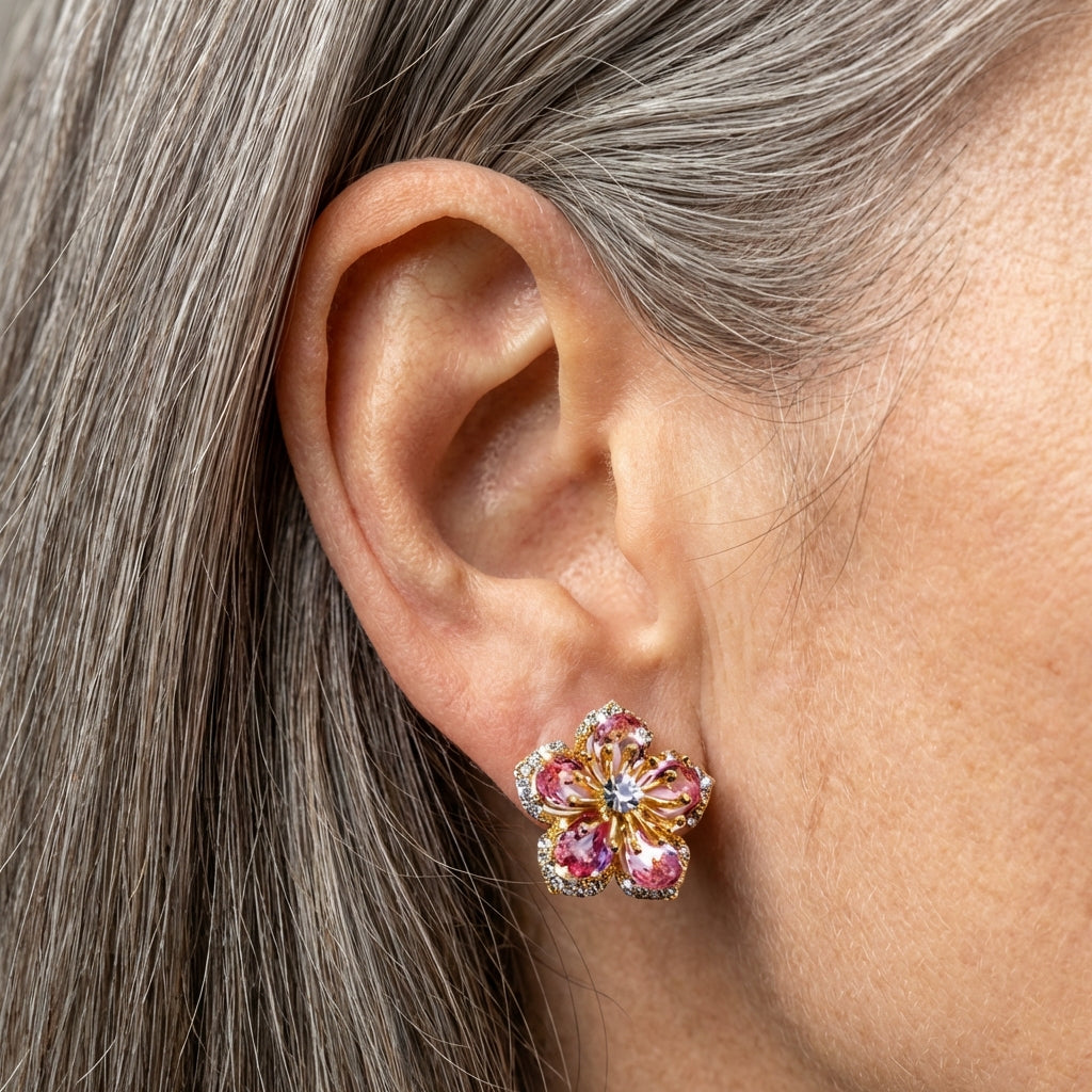 Multicoloured Zirconia Earrings In Sterling Silver