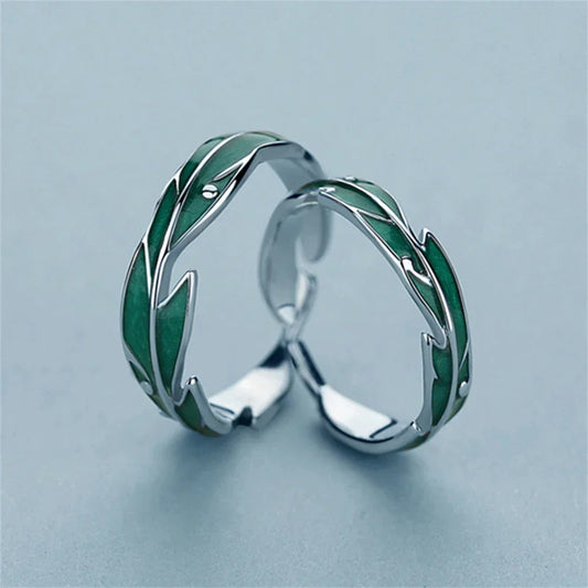 Green Feather Earrings In Silver