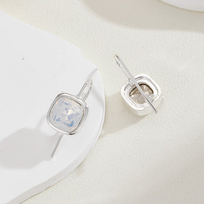 Elegant Moonstone Square Drop Earrings