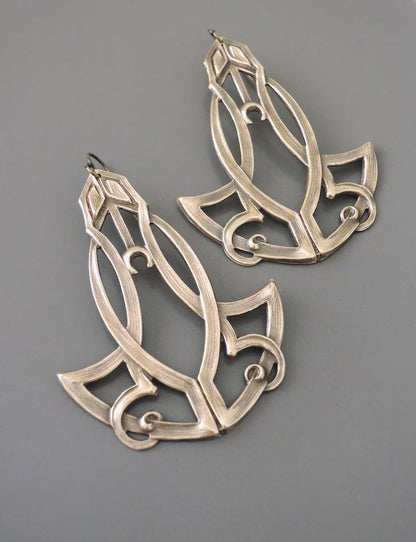 Vintage Silver Moon Blossom Earring