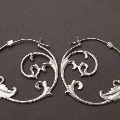 Vintage Gothic Ornament Statement Hoop Earrings