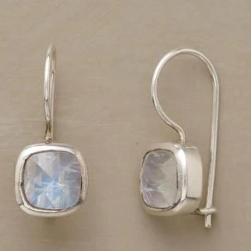 Elegant Moonstone Square Drop Earrings