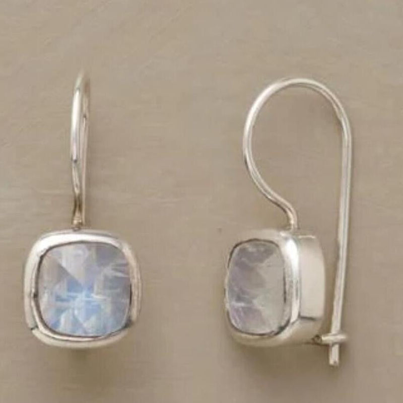 Elegant Moonstone Square Drop Earrings