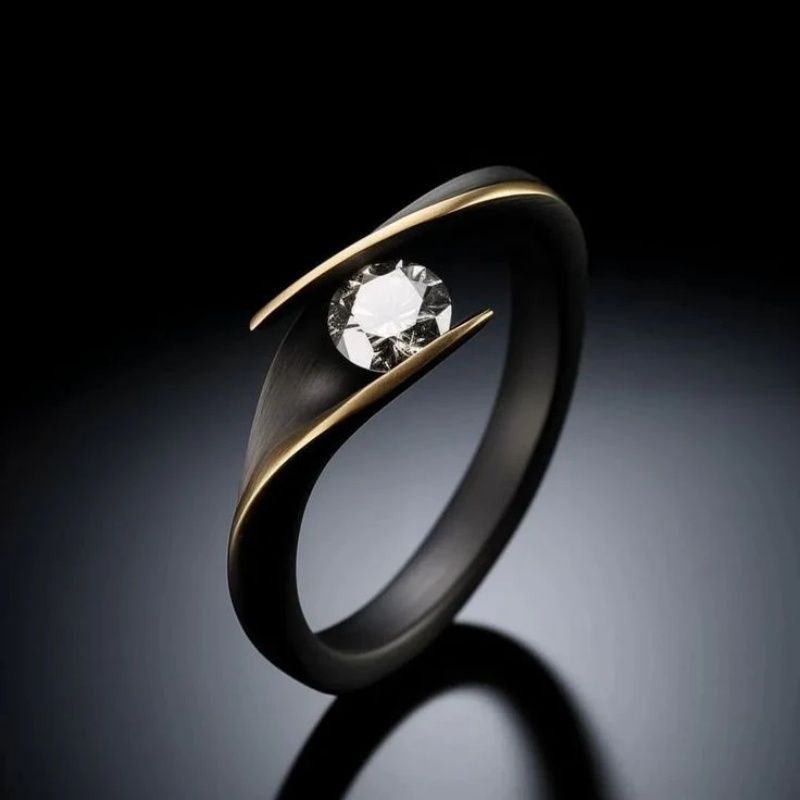 Elegant Black Tension Set Ring