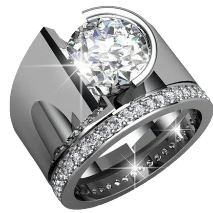 Elegant Wide Band Geometric Channel Set Ring