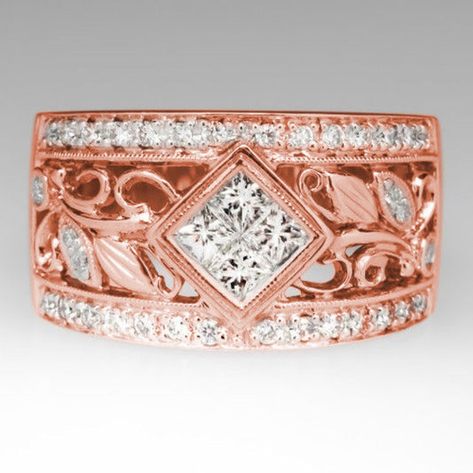 Vintage Rose Flower Hollow Ring