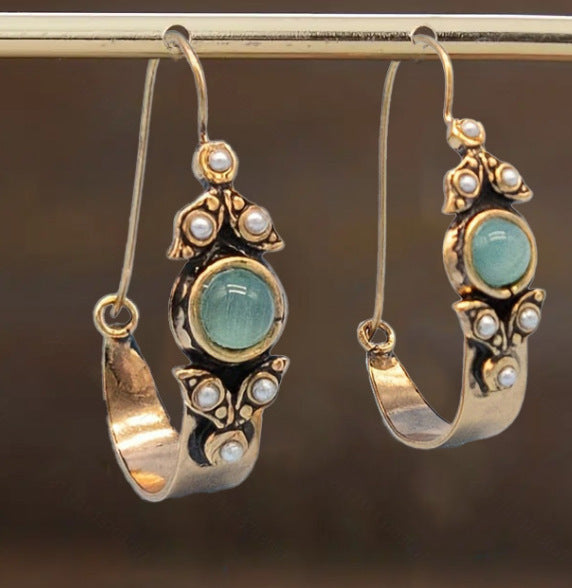 Elegant Turquoise Petal Drop Earrings