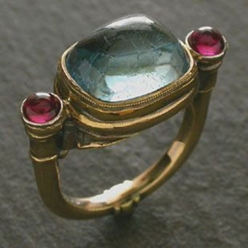 Vintage-Inspired Aquamarine & Ruby Cocktail Ring