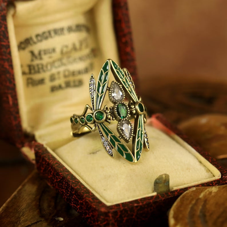 Art Nouveau Leaf Marquise Ring