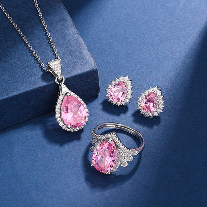 Aria Teardrop Pink Set | White Gold