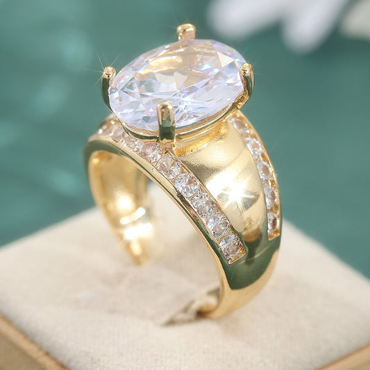 VIntage Rounded Zirconia Gold Ring Set