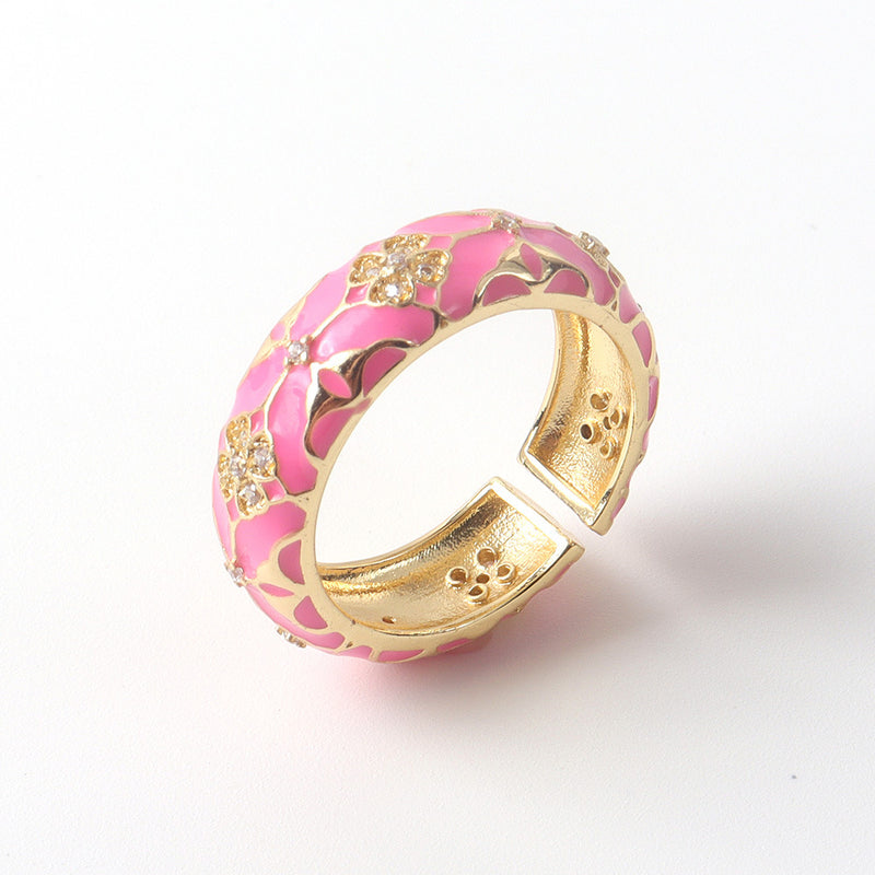 Cherry Blossom Enamel Ring
