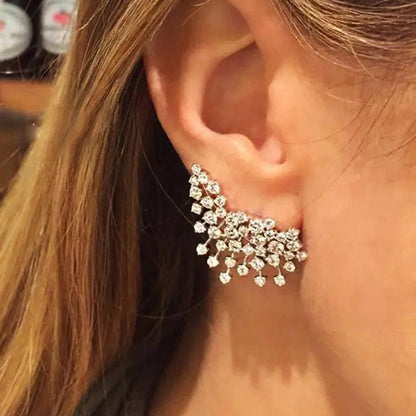 Vintage Sparkling Crystal Climber Drop Earrings