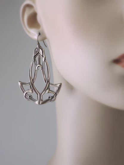 Vintage Silver Moon Blossom Earring