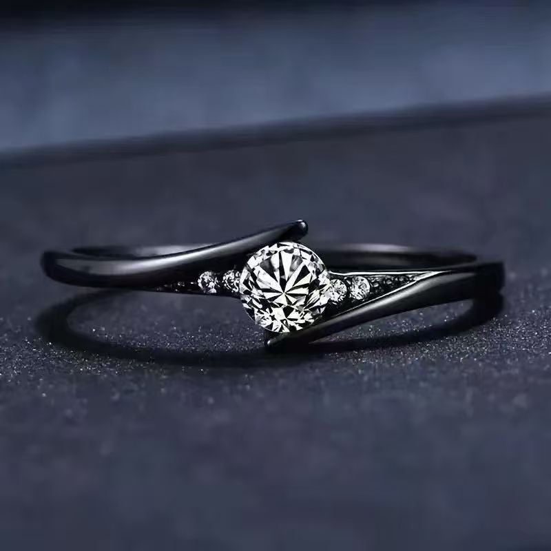 Elegant Black Tension Set Ring