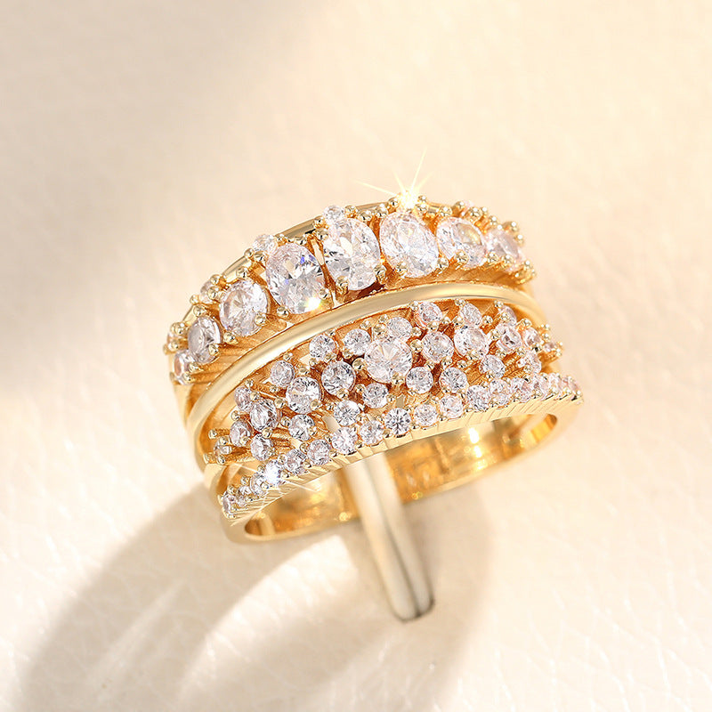 Vintage Golden Zirconia Ring Set