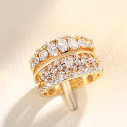 Vintage Golden Zirconia Ring Set