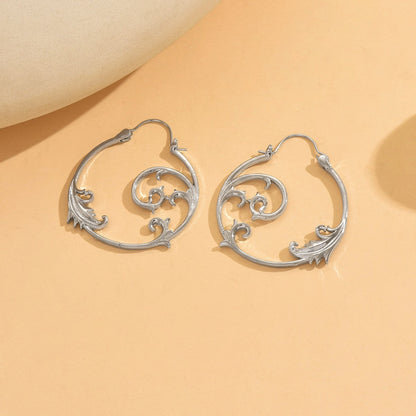 Vintage Gothic Ornament Statement Hoop Earrings