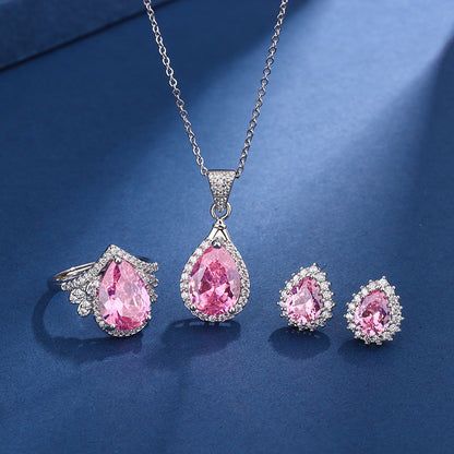 Aria Teardrop Pink Set | White Gold