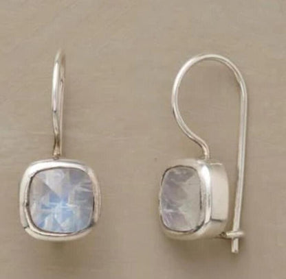 Elegant Moonstone Square Drop Earrings