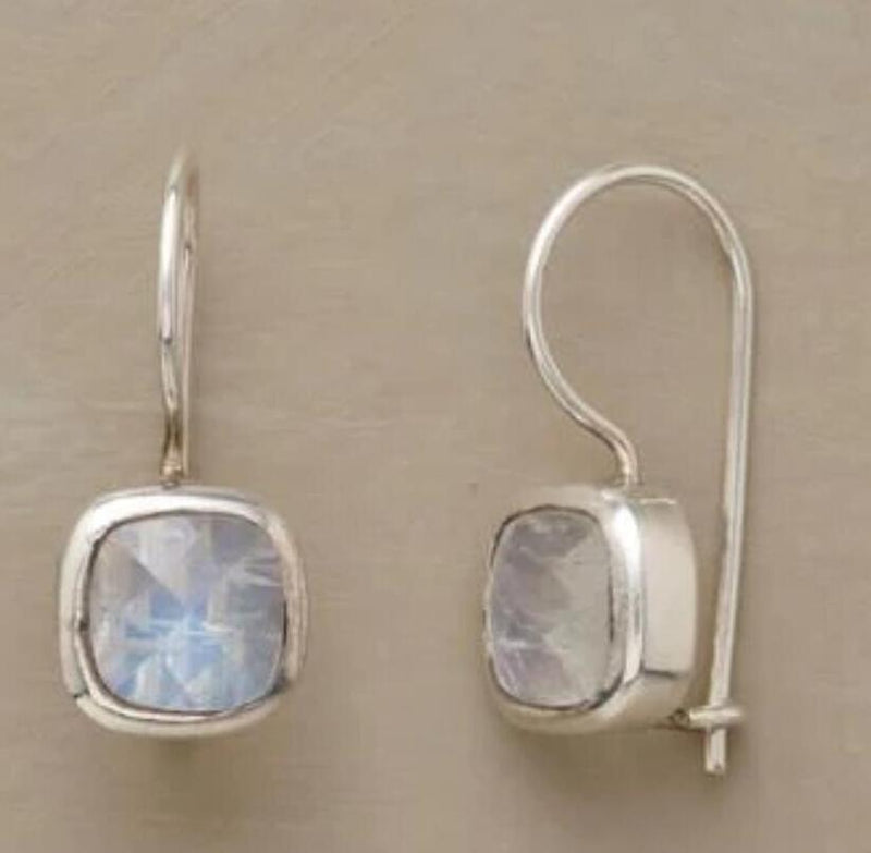 Elegant Moonstone Square Drop Earrings
