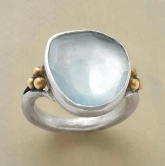 Elegant Blue Mist Artisan Ring