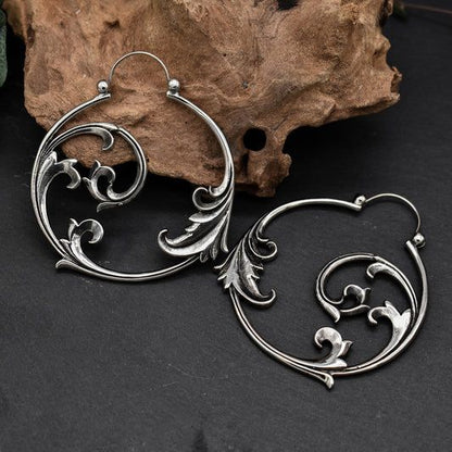 Vintage Gothic Ornament Statement Hoop Earrings