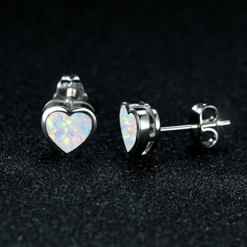 Opal Heart Earrings